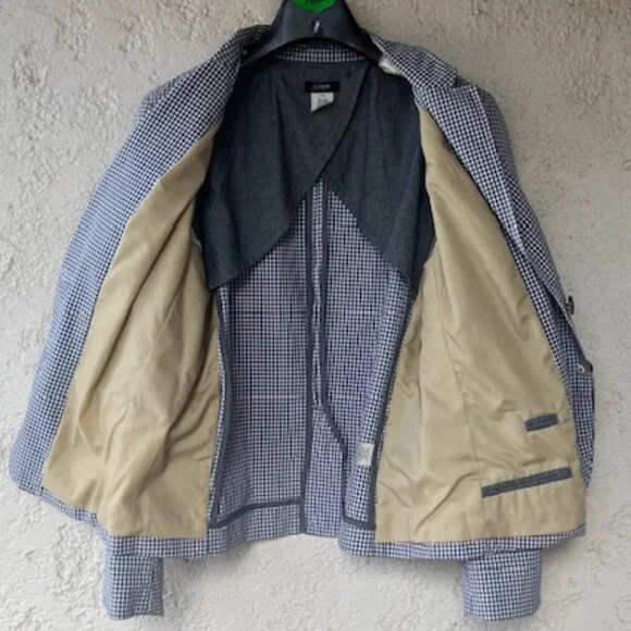 Vintage J.Crew Blue Gingham 100% Cotton Blazer - new! - Picture 8 of 13